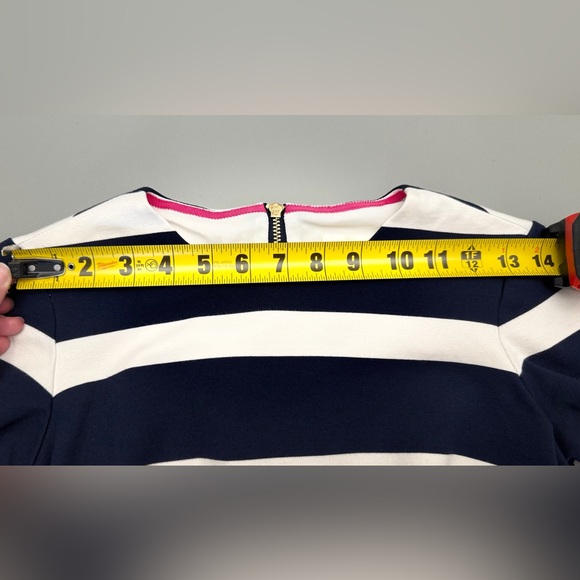 Eliza J Navy and Cream Striped Dress Size 2 Polyester Spandex Rayon - Picture 11 of 12